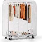 Heavy Duty Rolling Clothes Rail with Dust Cover
