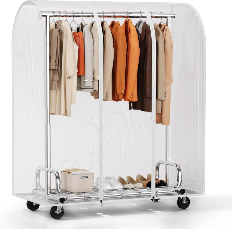 Heavy Duty Rolling Clothes Rail with Dust Cover