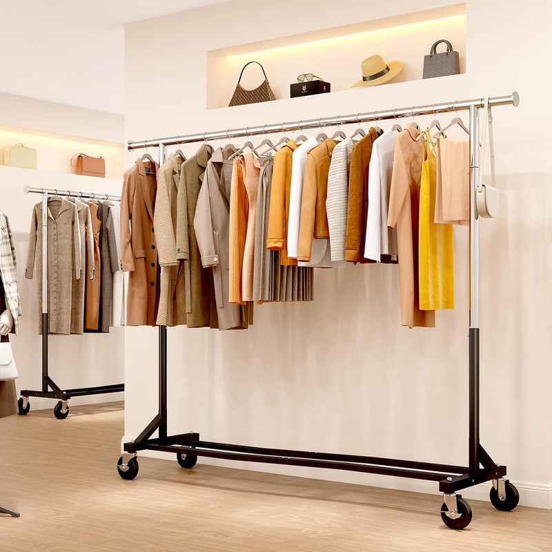 Heavy Duty Rolling Clothes Rail with Dust Cover