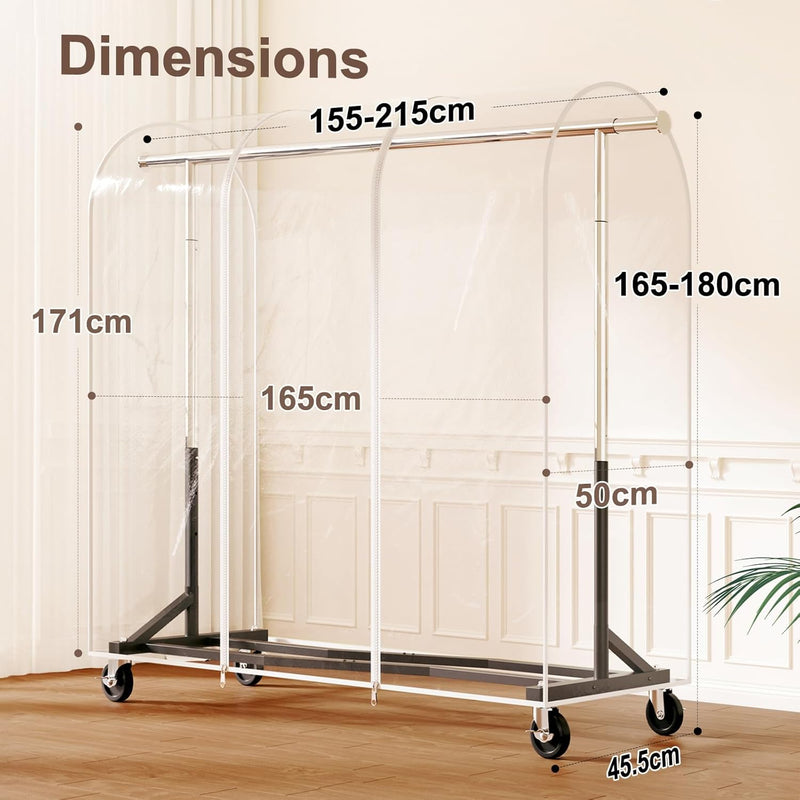 Heavy Duty Rolling Clothes Rail with Dust Cover