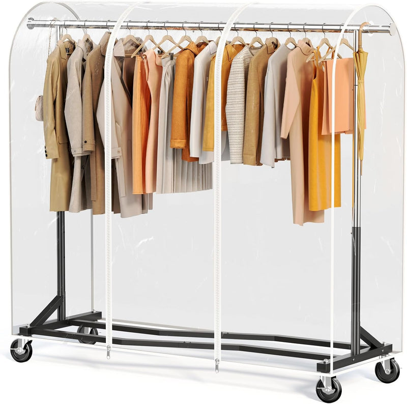 Heavy Duty Rolling Clothes Rail with Dust Cover