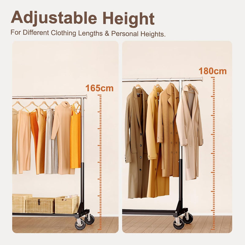 Heavy Duty Rolling Clothes Rail with Dust Cover