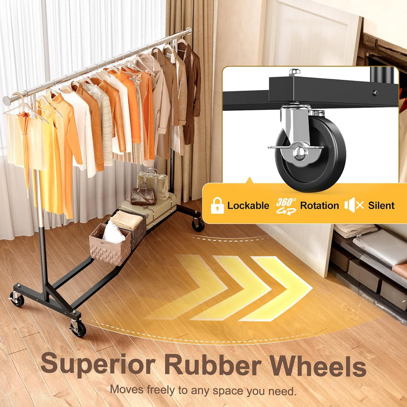 Heavy Duty Rolling Clothes Rail with Dust Cover