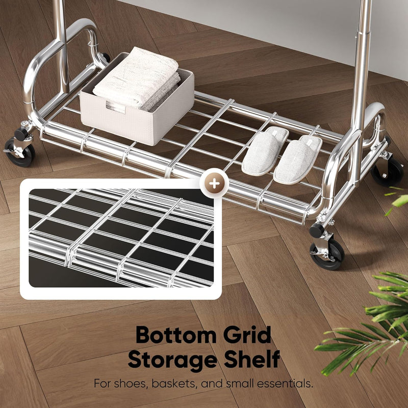 Heavy Duty Rolling Clothes Rail with Dust Cover