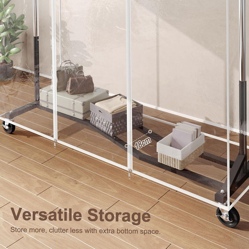 Heavy Duty Rolling Clothes Rail with Dust Cover