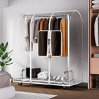 Heavy Duty Rolling Clothes Rail with Dust Cover