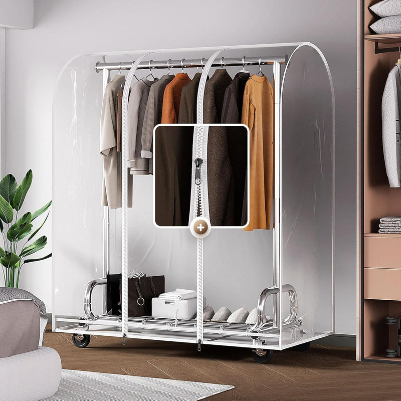 Heavy Duty Rolling Clothes Rail with Dust Cover