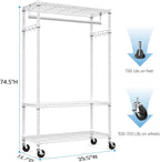 Heavy Duty Rolling Garment Rack 3 Tiers Adjustable