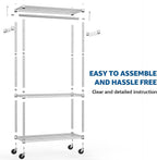 Heavy Duty Rolling Garment Rack 3 Tiers Adjustable