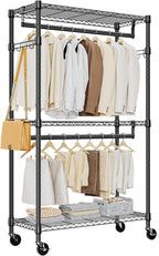Heavy Duty Rolling Garment Rack 3 Tiers Adjustable