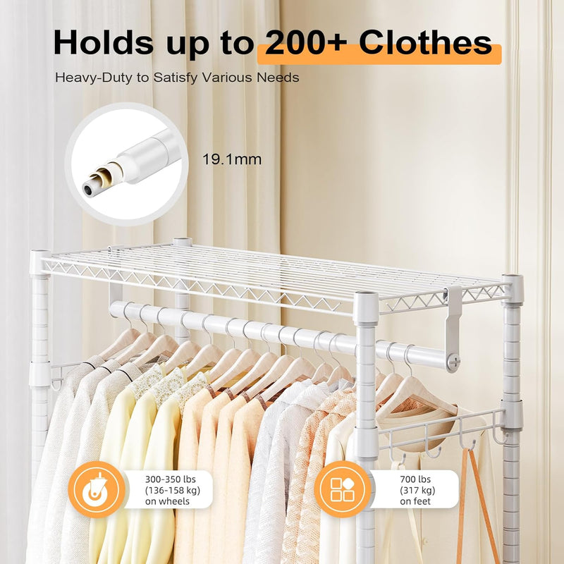 Heavy Duty Rolling Garment Rack 3 Tiers Adjustable