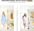 Heavy Duty Rolling Garment Rack 3 Tiers Adjustable