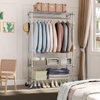 Heavy Duty Rolling Garment Rack 3 Tiers Adjustable