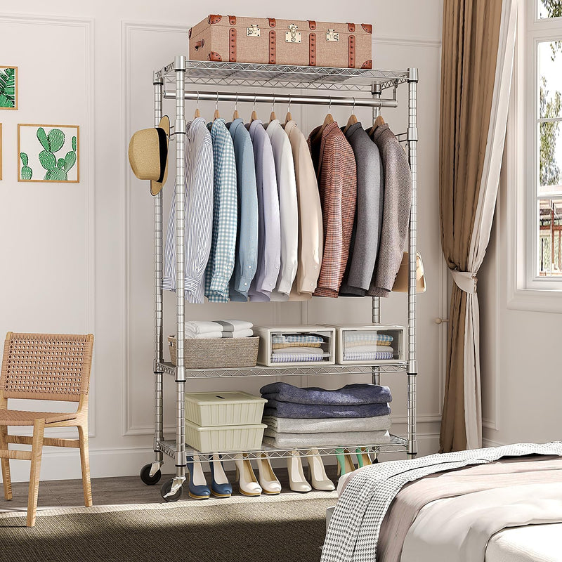 Heavy Duty Rolling Garment Rack 3 Tiers Adjustable