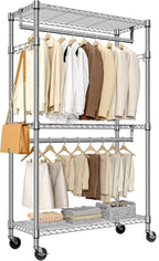 Heavy Duty Rolling Garment Rack 3 Tiers Adjustable