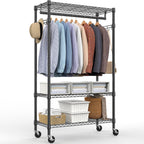 Heavy Duty Rolling Garment Rack 3 Tiers Adjustable