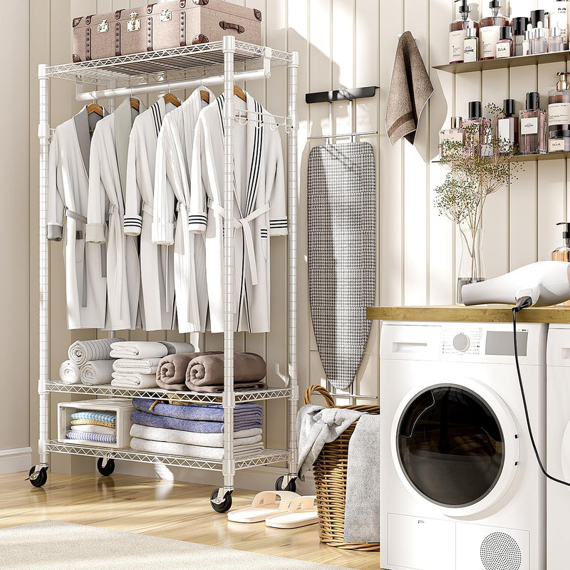Heavy Duty Rolling Garment Rack 3 Tiers Adjustable