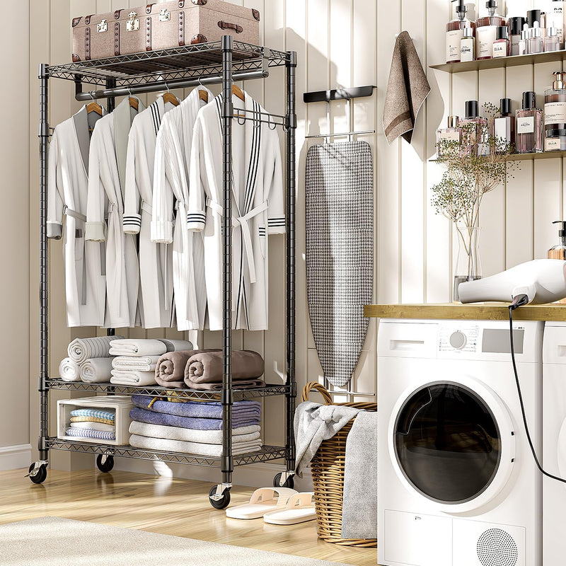 Heavy Duty Rolling Garment Rack 3 Tiers Adjustable