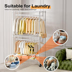 Heavy Duty Rolling Garment Rack 3 Tiers Adjustable
