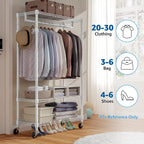 Heavy Duty Rolling Garment Rack 3 Tiers Adjustable