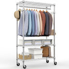 Heavy Duty Rolling Garment Rack 3 Tiers Adjustable