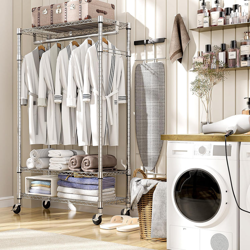 Heavy Duty Rolling Garment Rack 3 Tiers Adjustable
