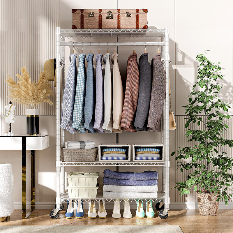Heavy Duty Rolling Garment Rack 3 Tiers Adjustable