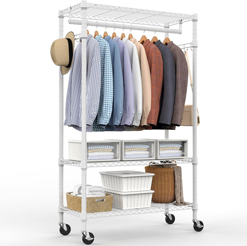 Heavy Duty Rolling Garment Rack 3 Tiers Adjustable