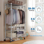 Heavy Duty Rolling Garment Rack 3 Tiers Adjustable
