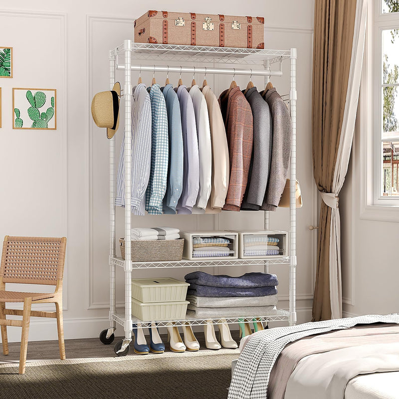 Heavy Duty Rolling Garment Rack 3 Tiers Adjustable