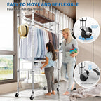 Heavy Duty Rolling Garment Rack 3 Tiers Adjustable