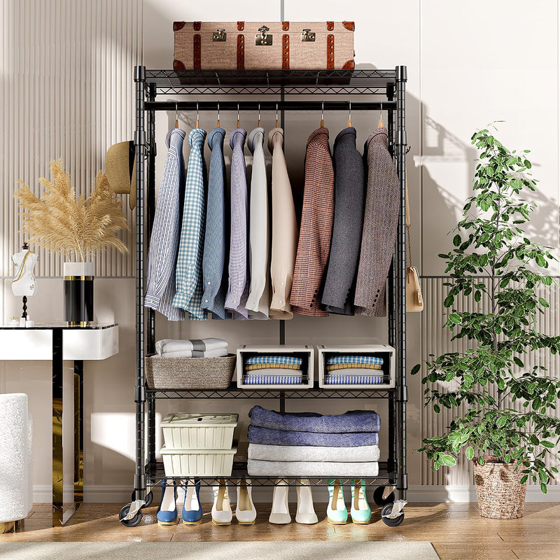 Heavy Duty Rolling Garment Rack 3 Tiers Adjustable