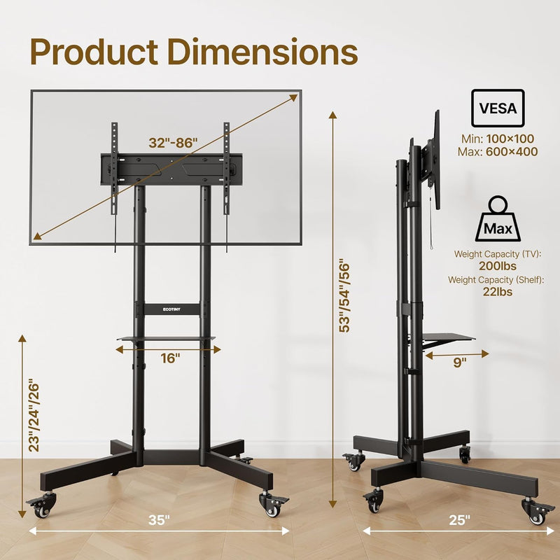 Heavy Duty TV Stand on Wheels for 32-86