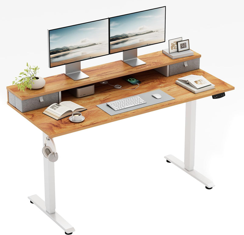 Electric Height Adjustable Desk with 2 Fabric Drawers
