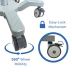Height Adjustable Medical Cart with Basket Lockable Wheels