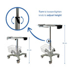 Height Adjustable Medical Cart with Basket Lockable Wheels