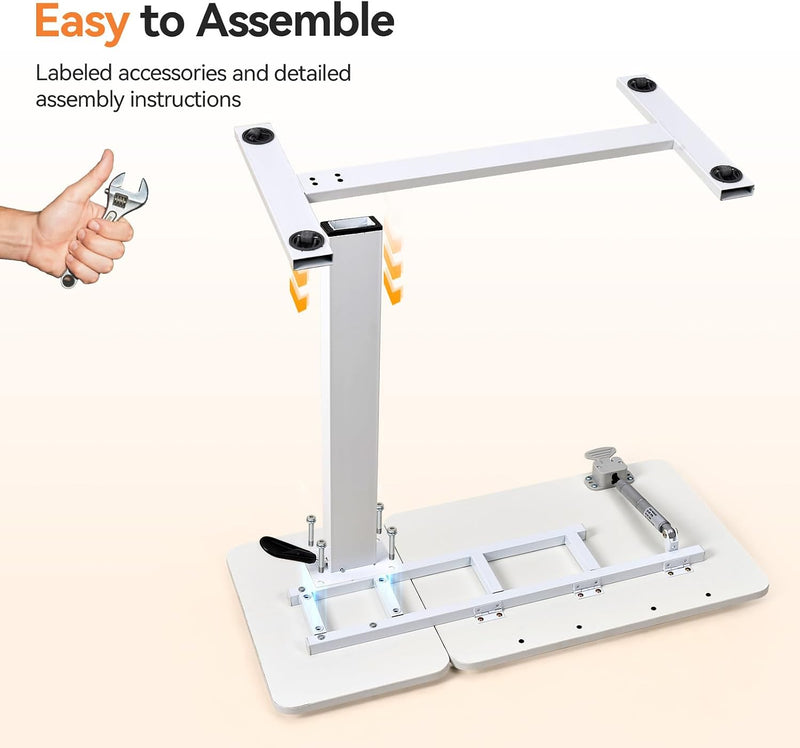 Height Adjustable Overbed Table with Wheels 80cmx40CM Rolling