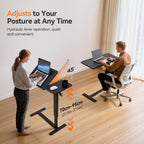 Height Adjustable Overbed Table with Wheels 80cmx40CM Rolling