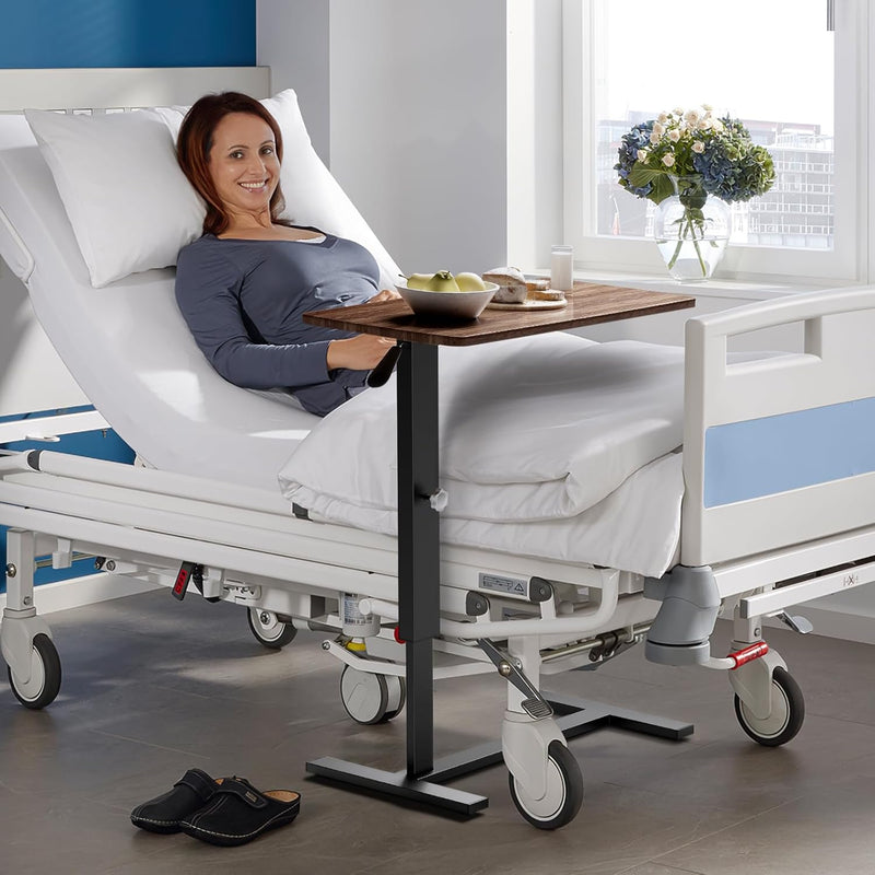 Height Adjustable Overbed Table with Wheels 80cmx40CM Rolling