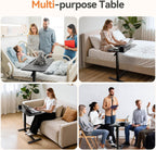 Height Adjustable Overbed Table with Wheels 80cmx40CM Rolling