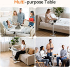 Height Adjustable Overbed Table with Wheels 80cmx40CM Rolling