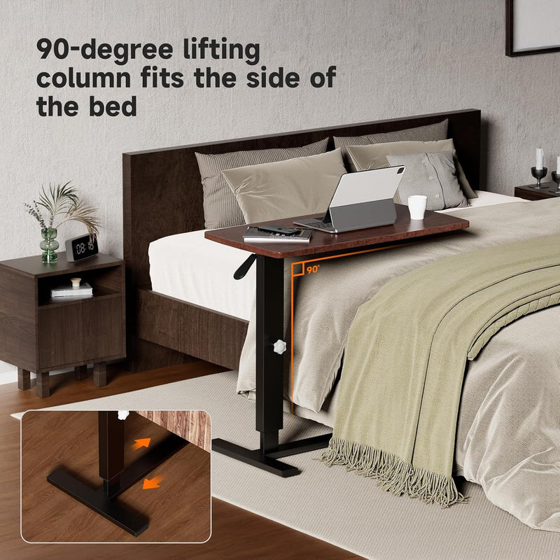 Height Adjustable Overbed Table with Wheels 80cmx40CM Rolling