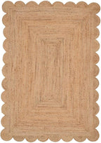 Herringbone Cotton Border Jute Area Rug Soft Woven