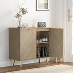 Herringbone Sideboard Buffet Storage Cabinet Kitchen Cupboard