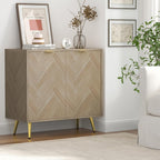 Herringbone Sideboard Buffet Storage Cabinet Kitchen Cupboard