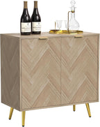 Herringbone Sideboard Buffet Storage Cabinet Kitchen Cupboard