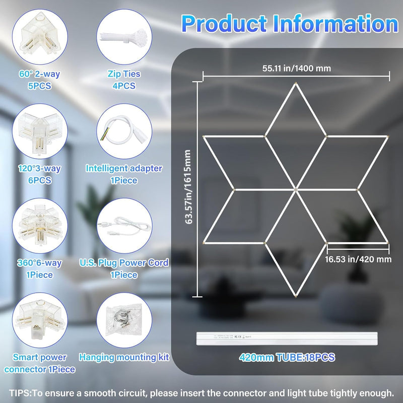 Hexagon LED Celing Lights Super Bright 8910lm Hex