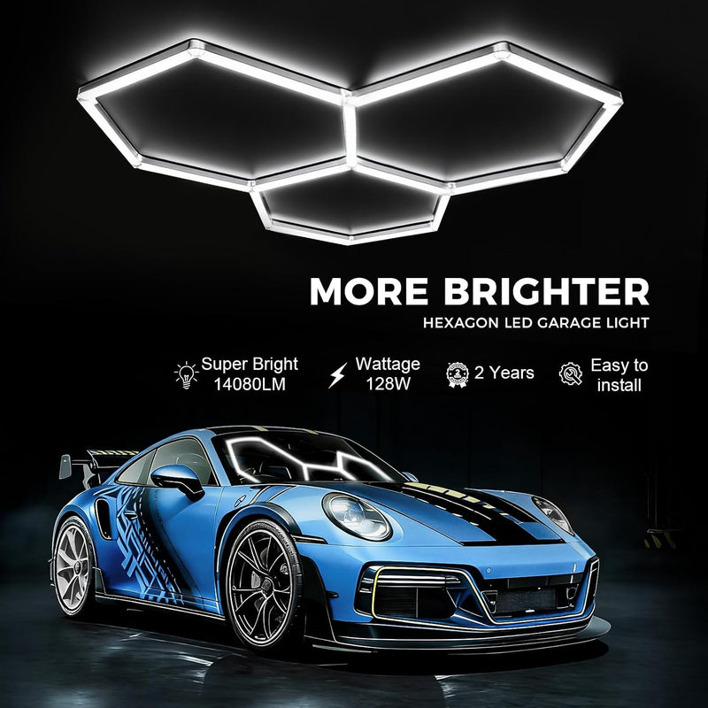 Hexagon LED Garage Ceiling Light 3 Hex 128W