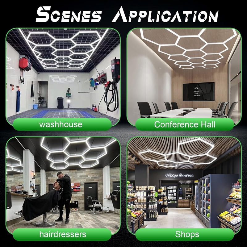Hexagon LED Garage Ceiling Light 3 Hex 128W