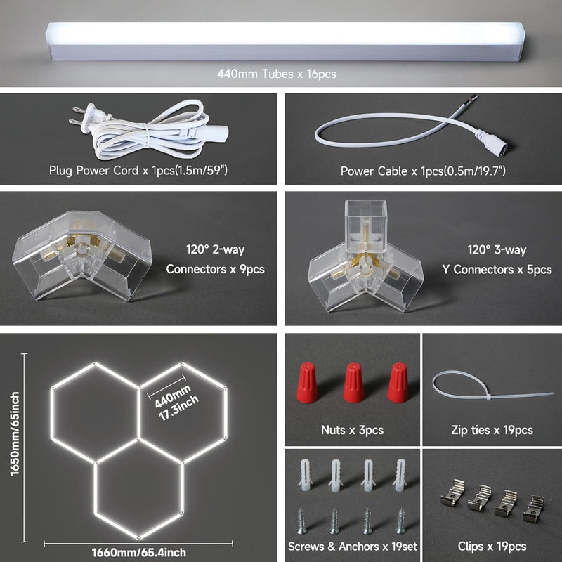 Hexagon LED Garage Lights Honeycomb Ceiling Light 456W